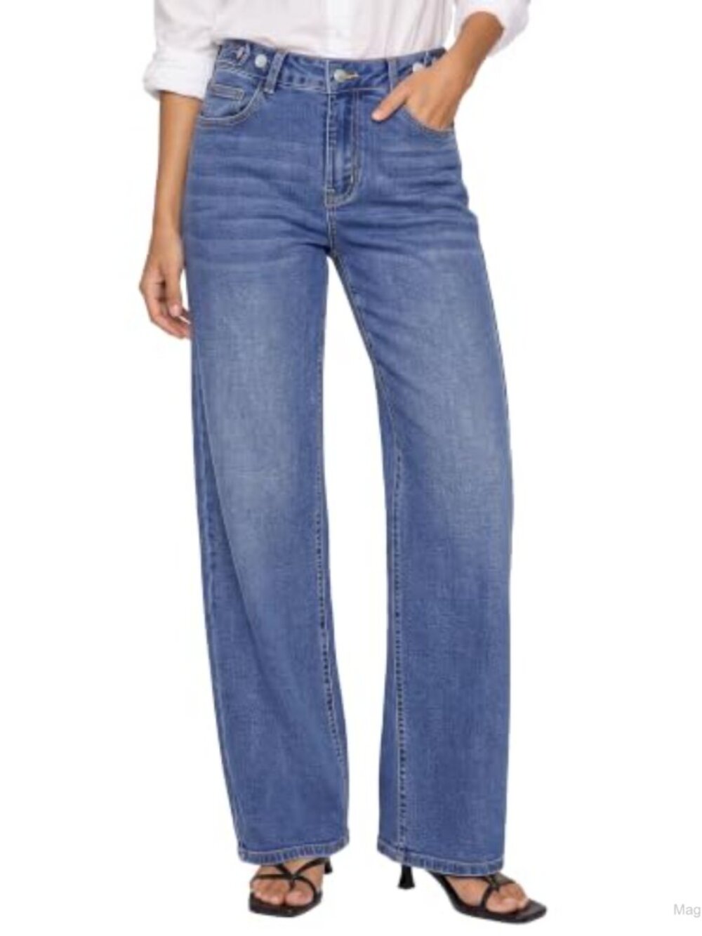 Wide Leg High Rise Stretch Jeans Women's Denim Pants 30" Inseam
